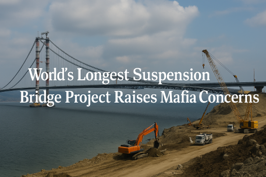 مشروع أطول جسر معلق في العالم يثير مخاوف من تدخل المافيا